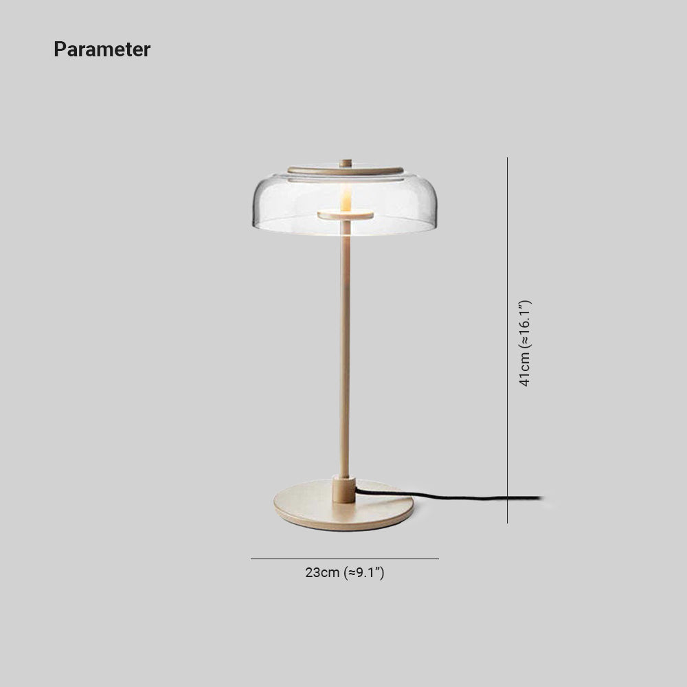 Arisha Moderna Diseño Vidrio/Metal Lámpara de Mesa Dorada/Madera