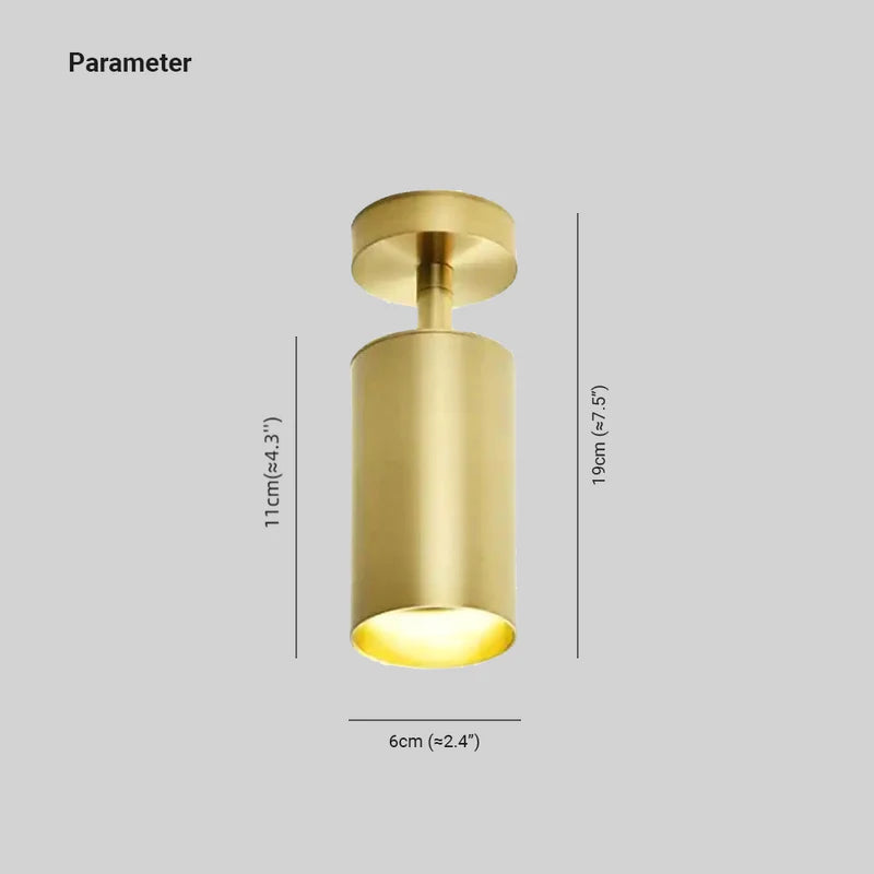 Arisha Moderno Foco Cilíndrico Metal Aplique de Pared Dorado