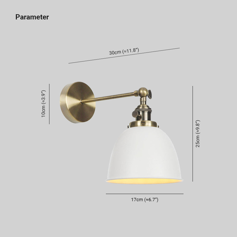 Epoch Vintage Domo Metal LED Aplique de Pared Negro/Blanco/Gris