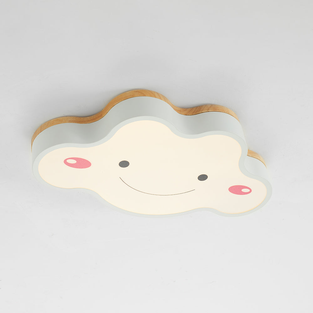 Arisha Decorativa Art Cloud Madera/Acrílico LED Lámpara de Techo Rosa/Verde/Blanca