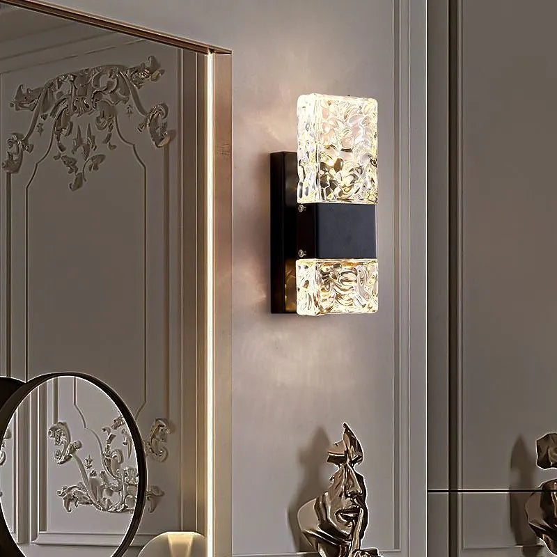 Arisha Lujo Rectangular Metal/Vidrio Aplique de Pared Dorado