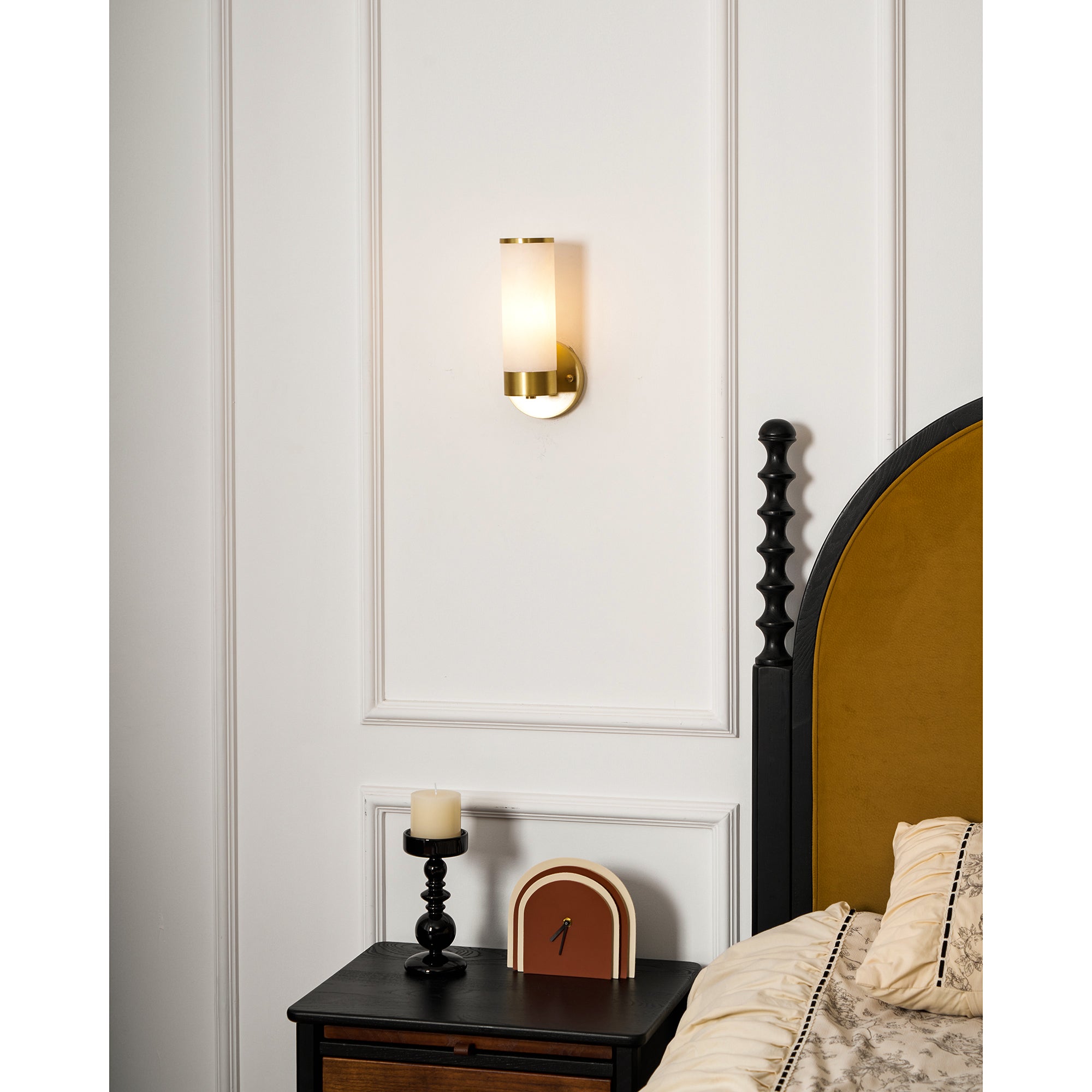 Olvynis Modern Minimalist Brass Alabaster Wall Lamp - Lamp Copper