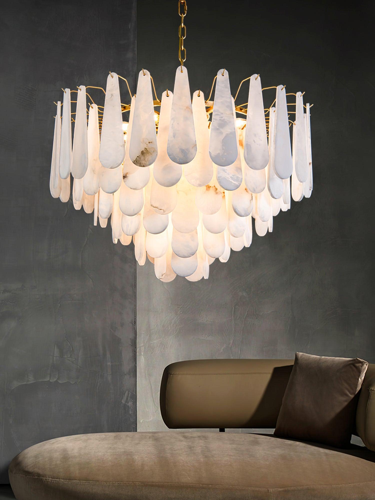 Ucararae Teardrop Alabaster Chandelier - Letslighting