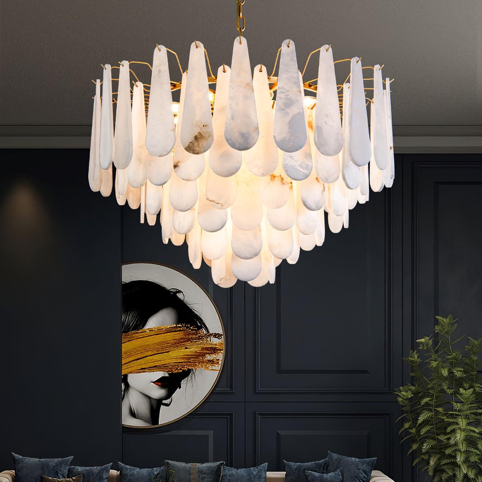 Ucararae Teardrop Alabaster Chandelier - Letslighting
