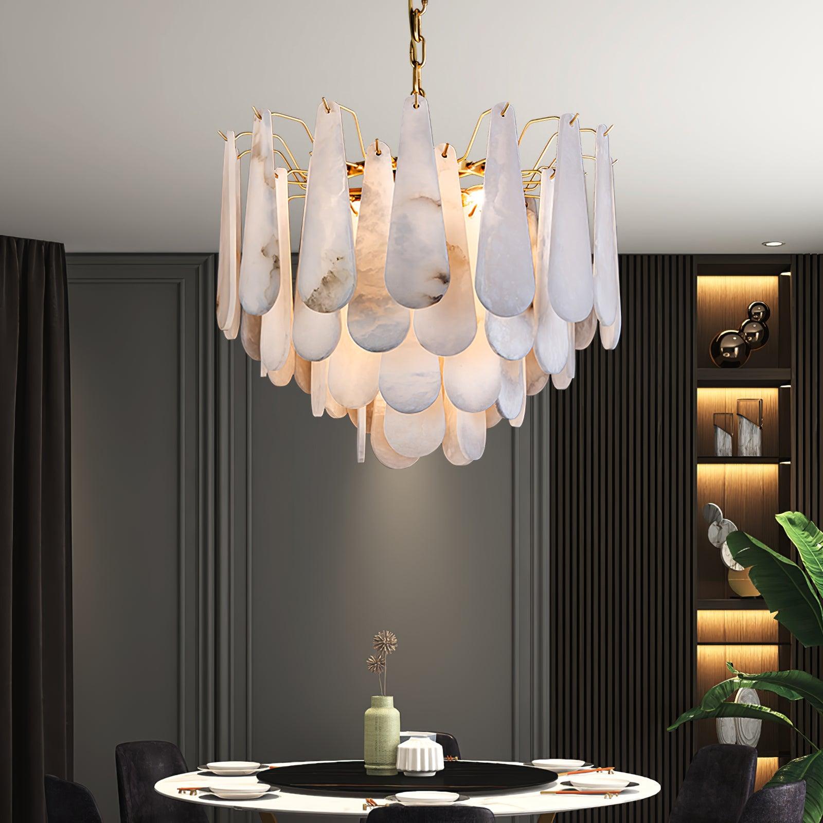 Ucararae Teardrop Alabaster Chandelier - Letslighting