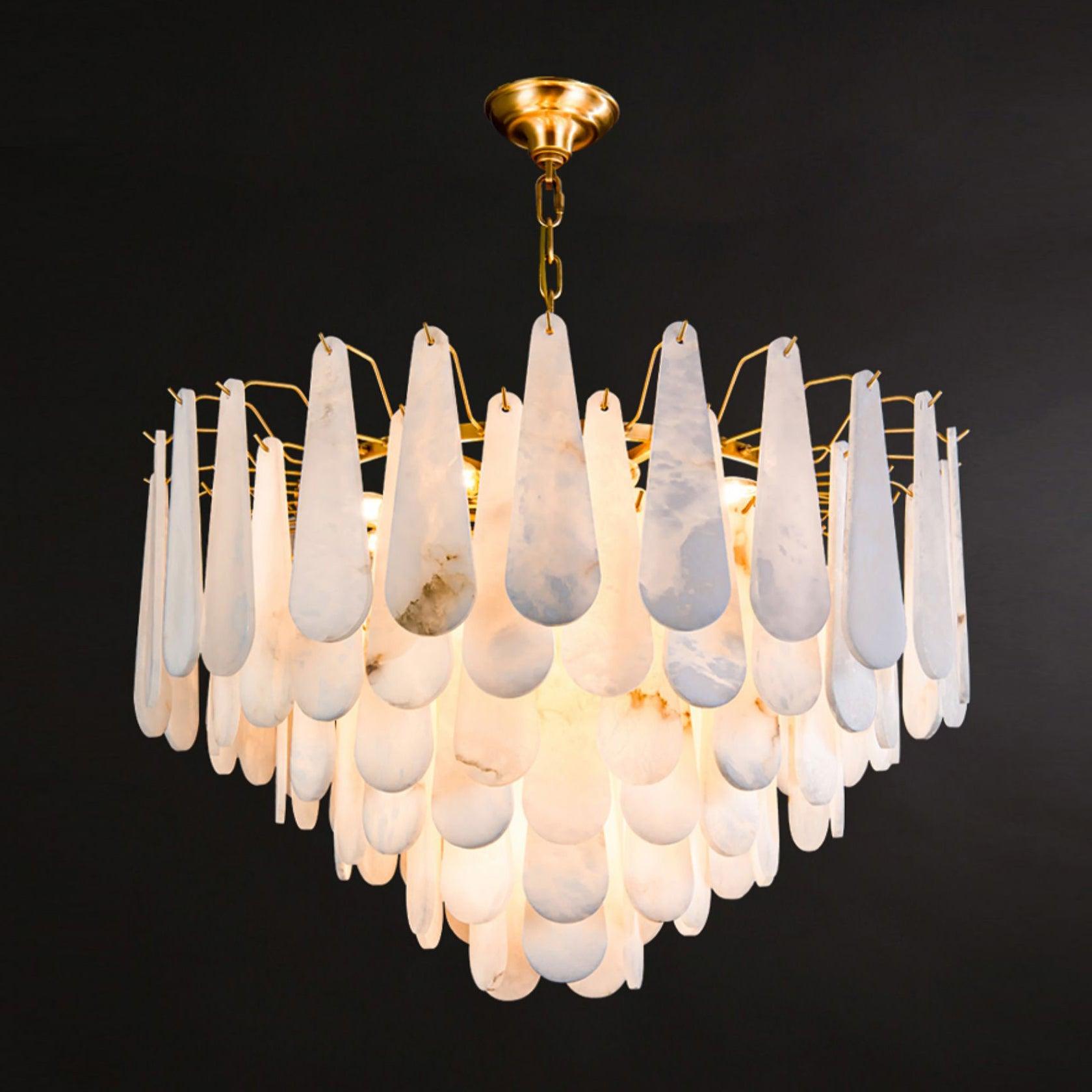 Ucararae Teardrop Alabaster Chandelier - Letslighting