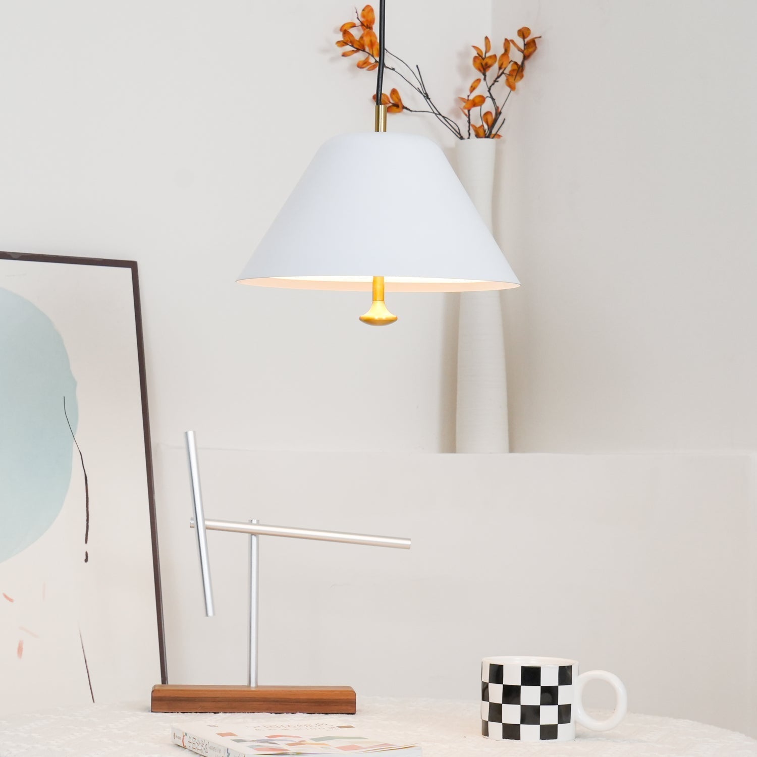 Pendant Lamp Modern Metal Shade in Green and White Minimalist - Letslighting