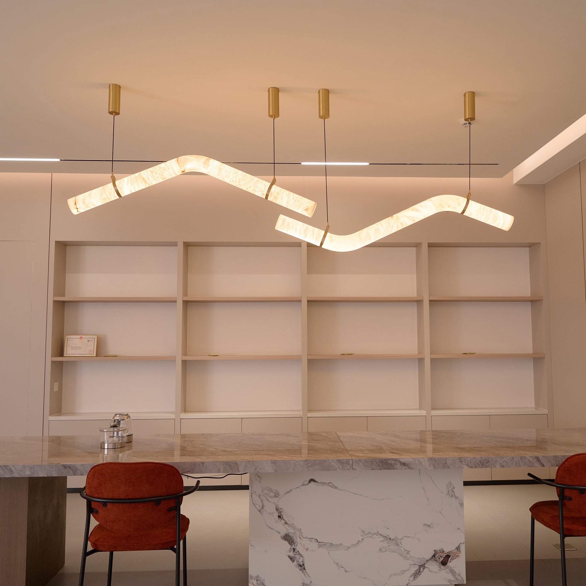 Errina Minimalist Premium Elegance Alabaster Pendant Light - Lamp Copper