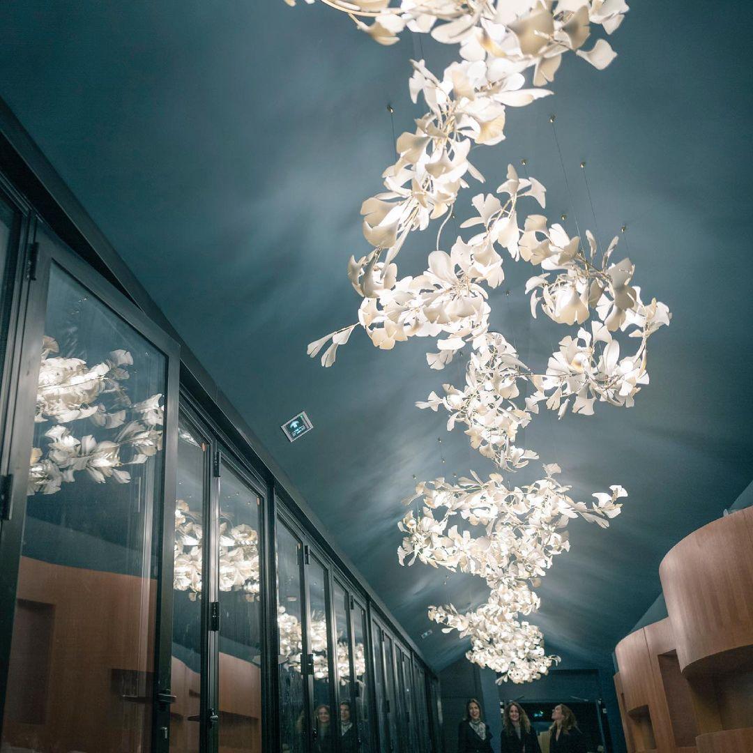 Olivia Ceramic Gingko Leaf Chandelier Organic Curves - Letslighting