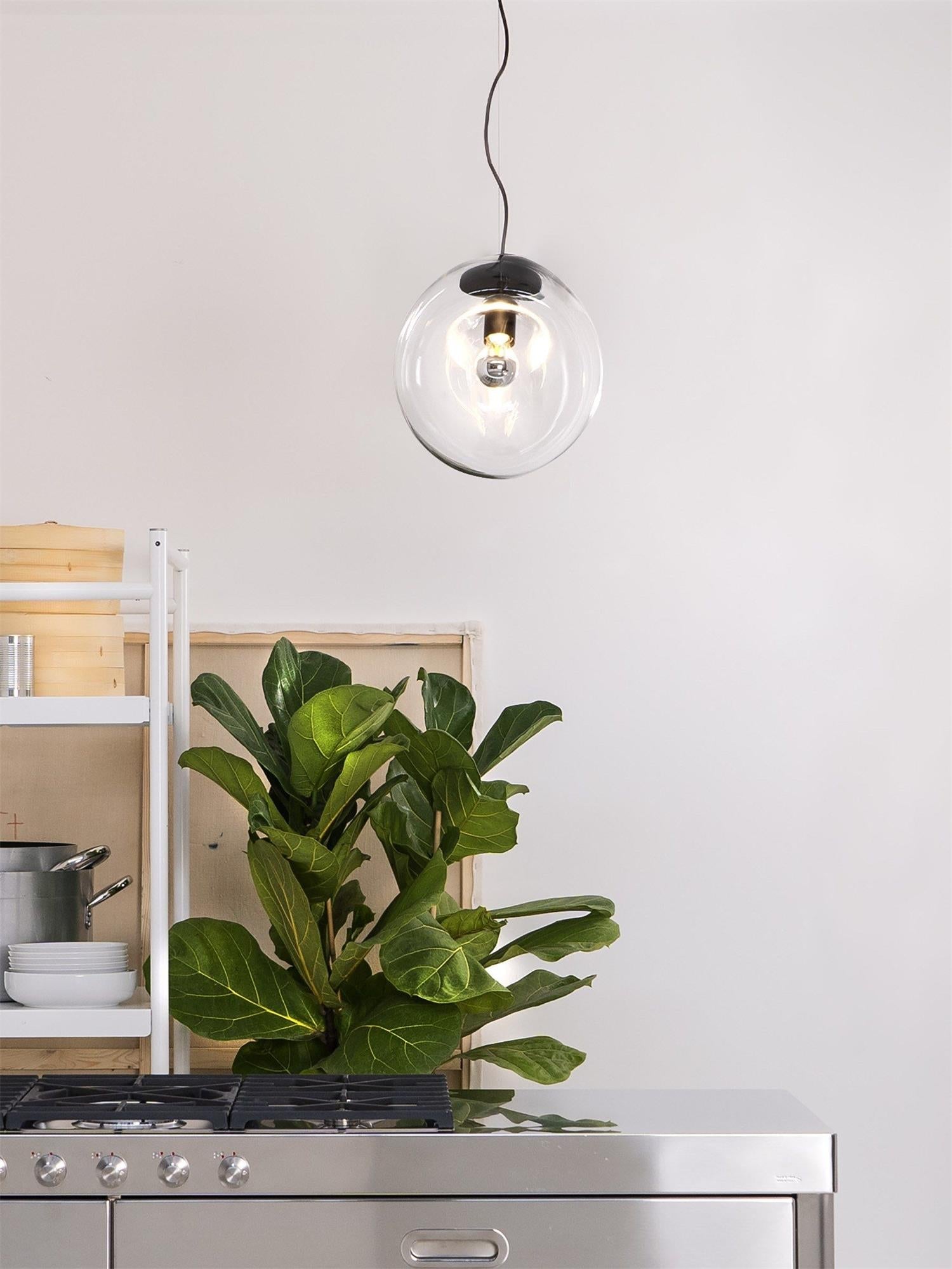 Lymara Modern Minimalist Black Glass Pendant Light - Lamp Copper