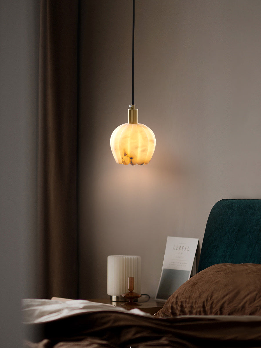 Olraeos Modern Minimalist Brass Alabaster Pendant Light - Lamp Copper
