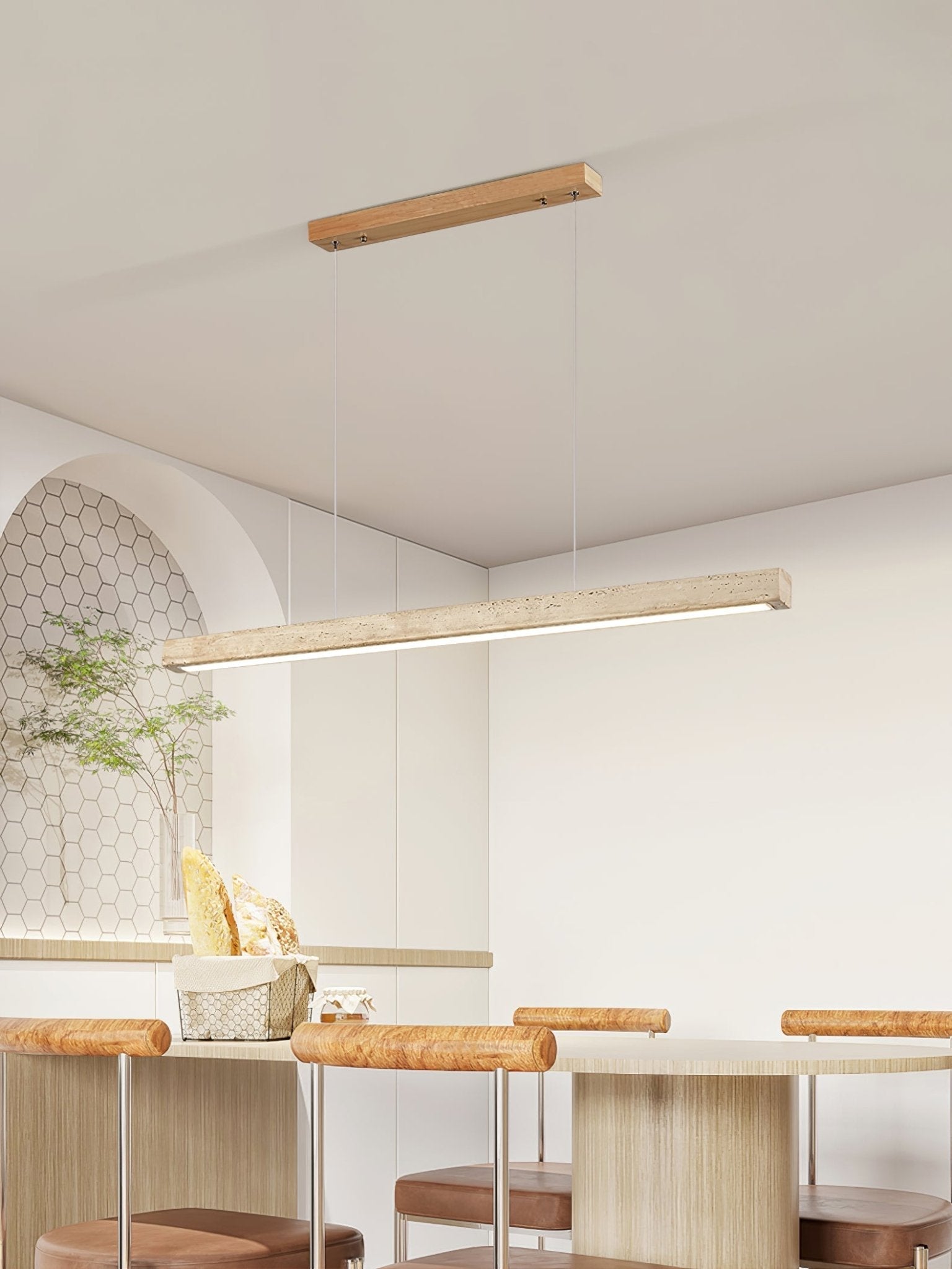 Imiror Minimalist Travertine Linear Pendant Light - Letslighting
