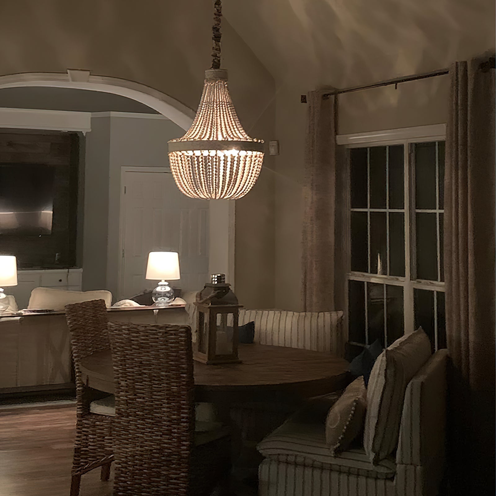 Ulvararis Postmodern Luxury Beaded Wooden Metal Chandelier - Lamp Copper