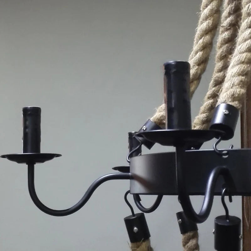 Epoch Industrial LED Lámpara colgante Metal/Cuerda Negro Salón/Bar