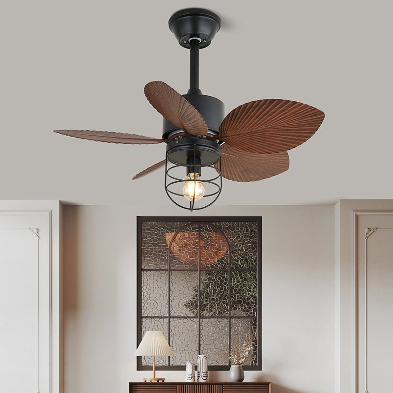 Ventilador de Techo Daxon con luz en un ambiente de sala de estar industrial moderno