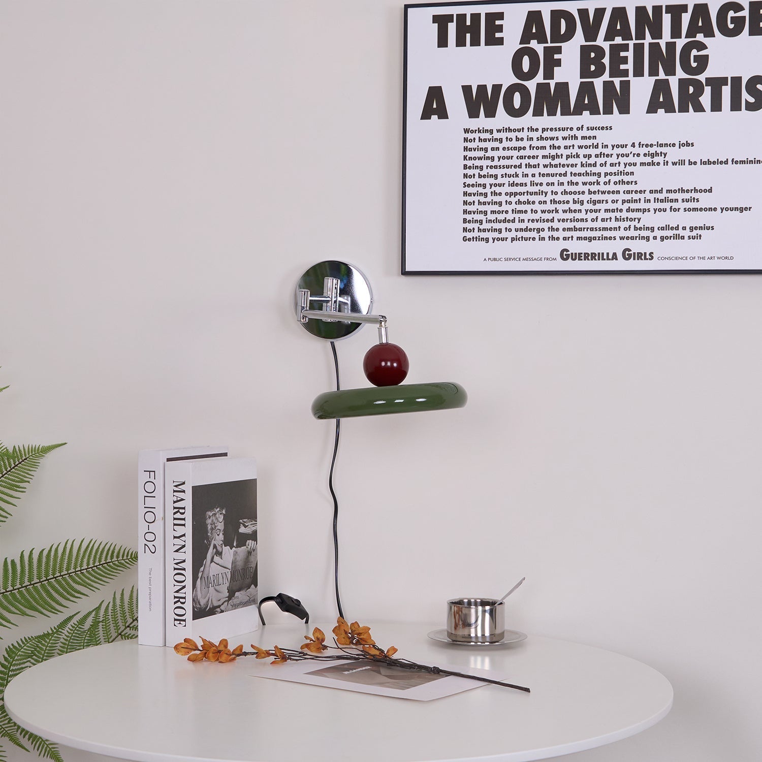 Aira Lámpara de Pared con Enchufe Verde / Beige