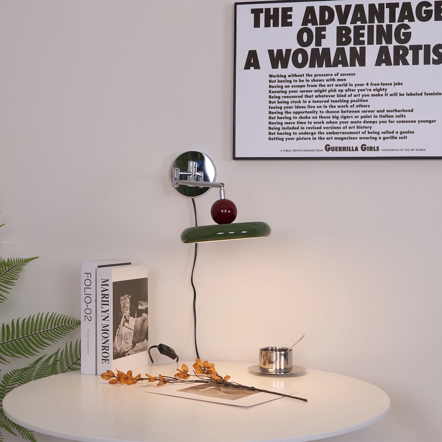 Aira Lámpara de Pared con Enchufe Verde / Beige