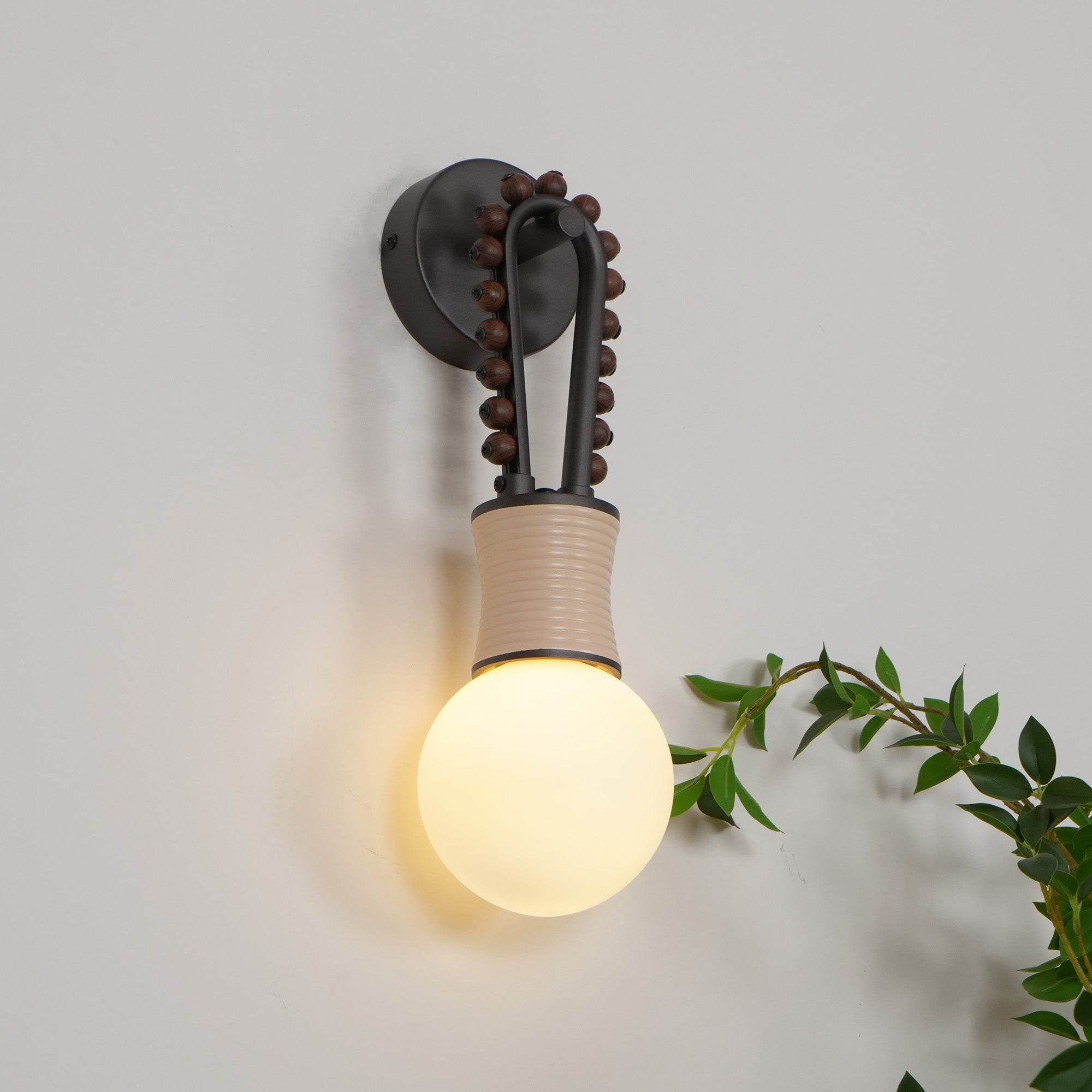 Sytala Premium Art Walnut Glass Wall Lamp - Lamp Copper