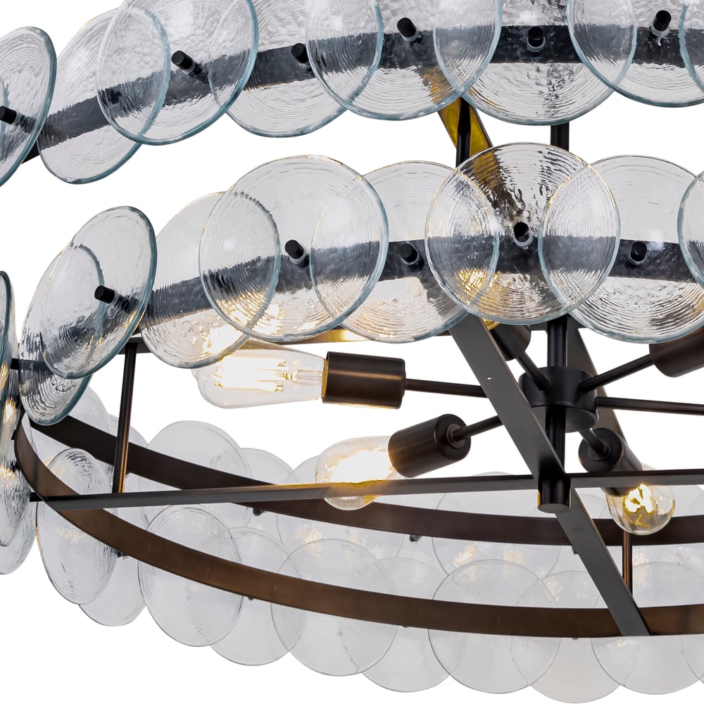 Aurora Chandelier Amber Pressed Glass Disc Round - Letslighting