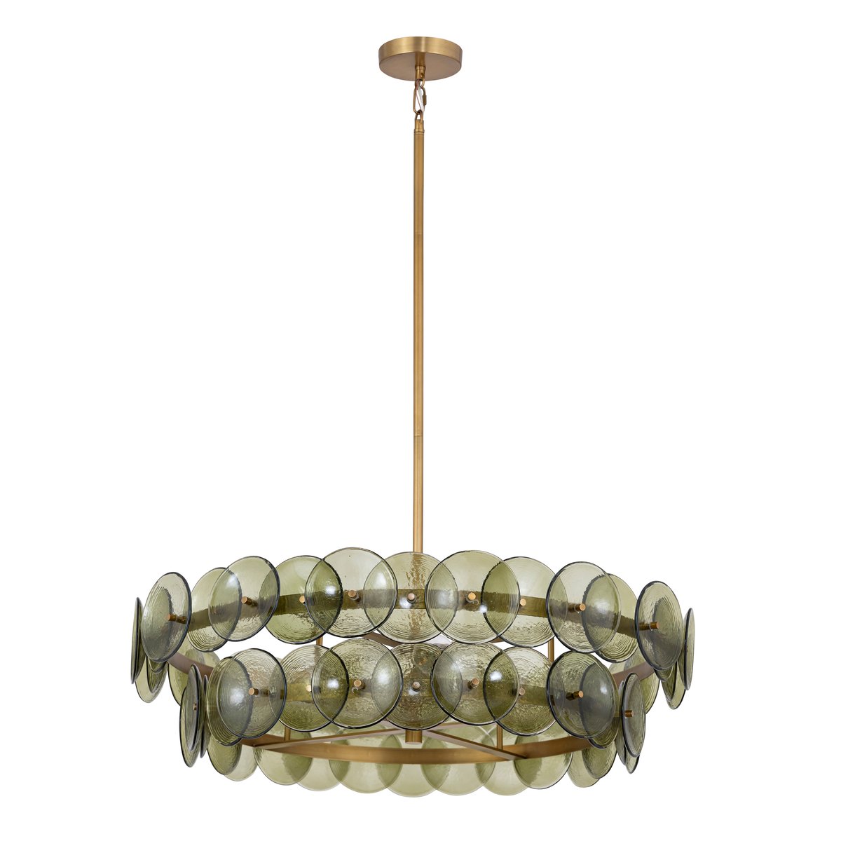 Aurora Chandelier Amber Pressed Glass Disc Round - Letslighting