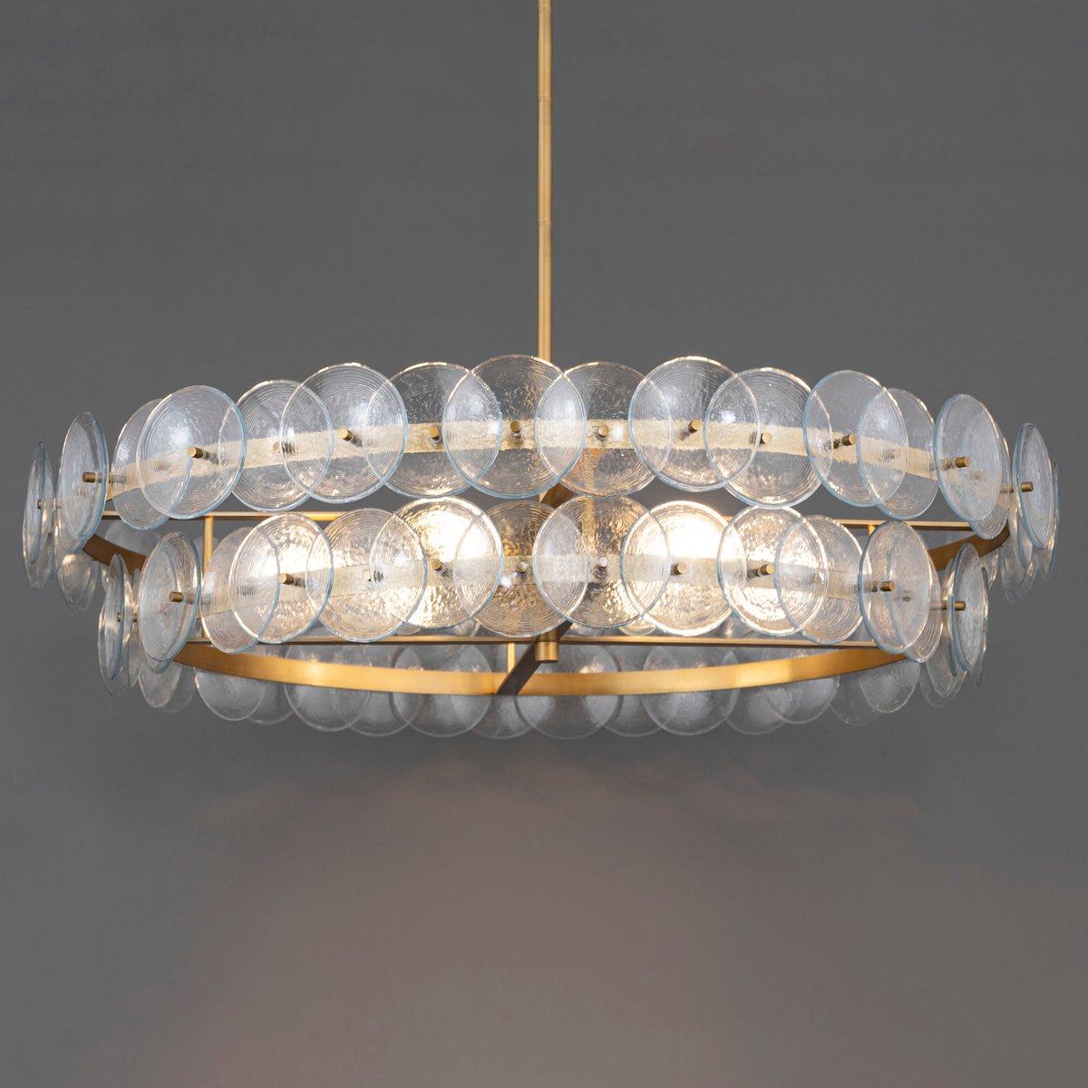 Aurora Chandelier Amber Pressed Glass Disc Round - Letslighting