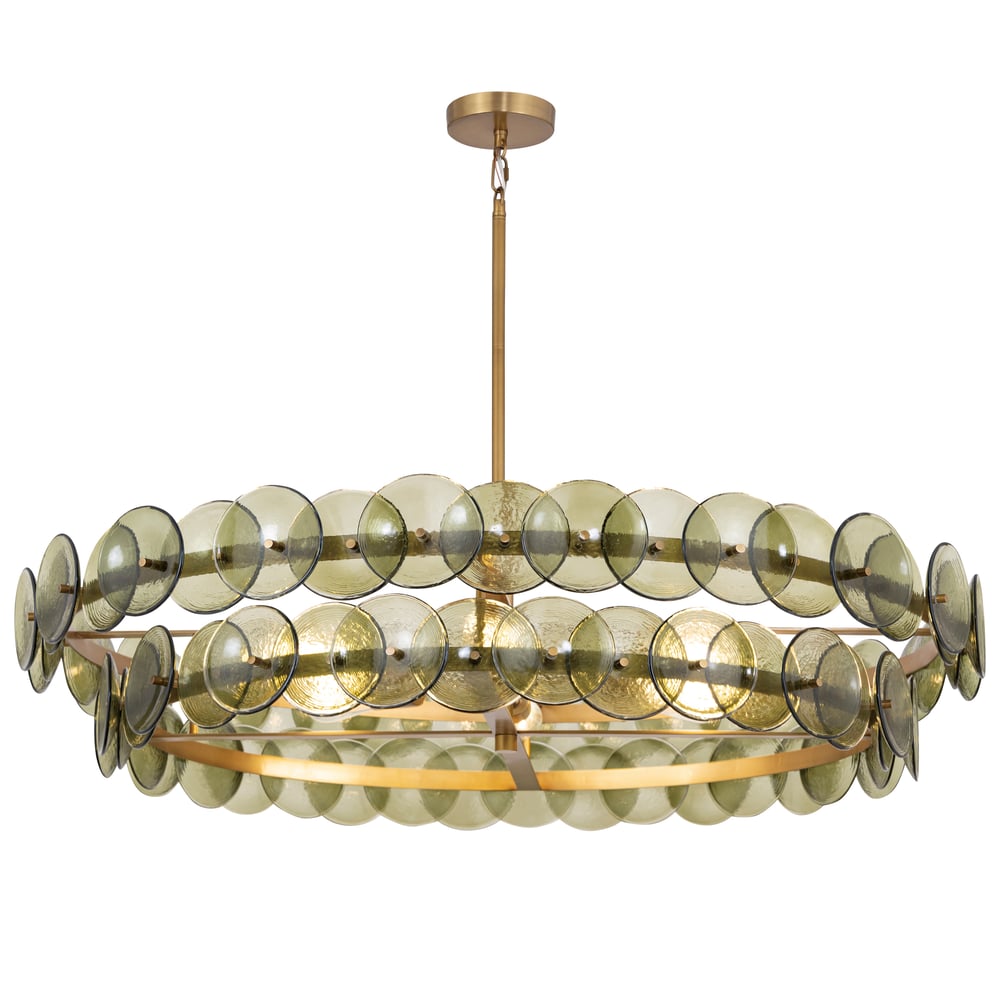 Aurora Chandelier Amber Pressed Glass Disc Round - Letslighting