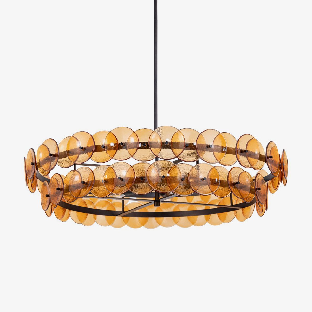 Aurora Chandelier Amber Pressed Glass Disc Round - Letslighting