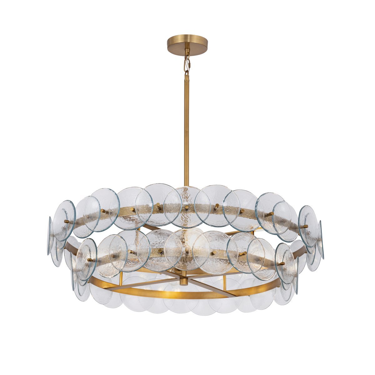Aurora Chandelier Amber Pressed Glass Disc Round - Letslighting