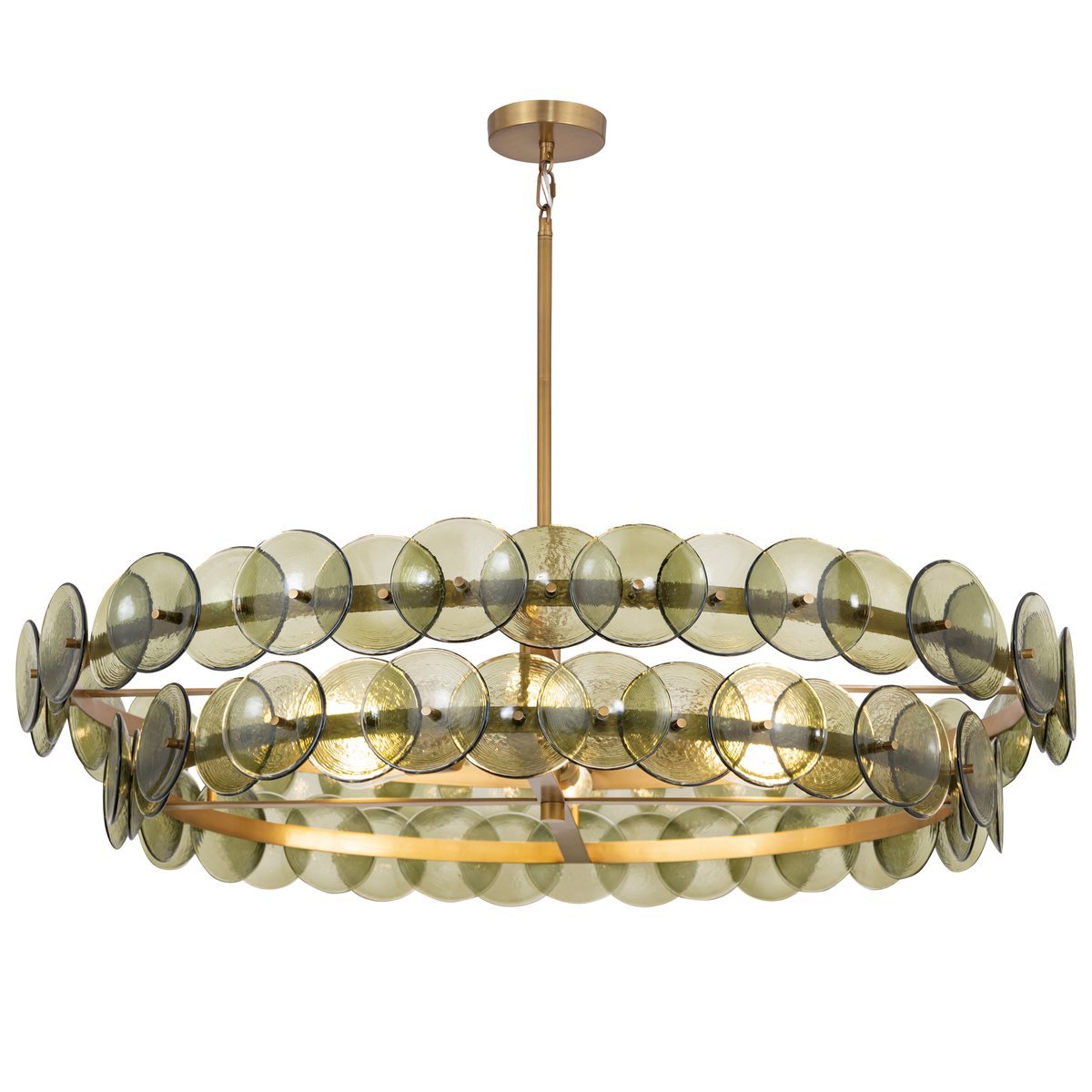 Aurora Chandelier Amber Pressed Glass Disc Round - Letslighting