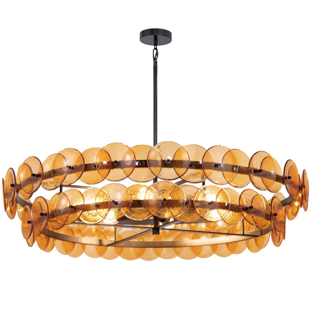 Aurora Chandelier Amber Pressed Glass Disc Round - Letslighting