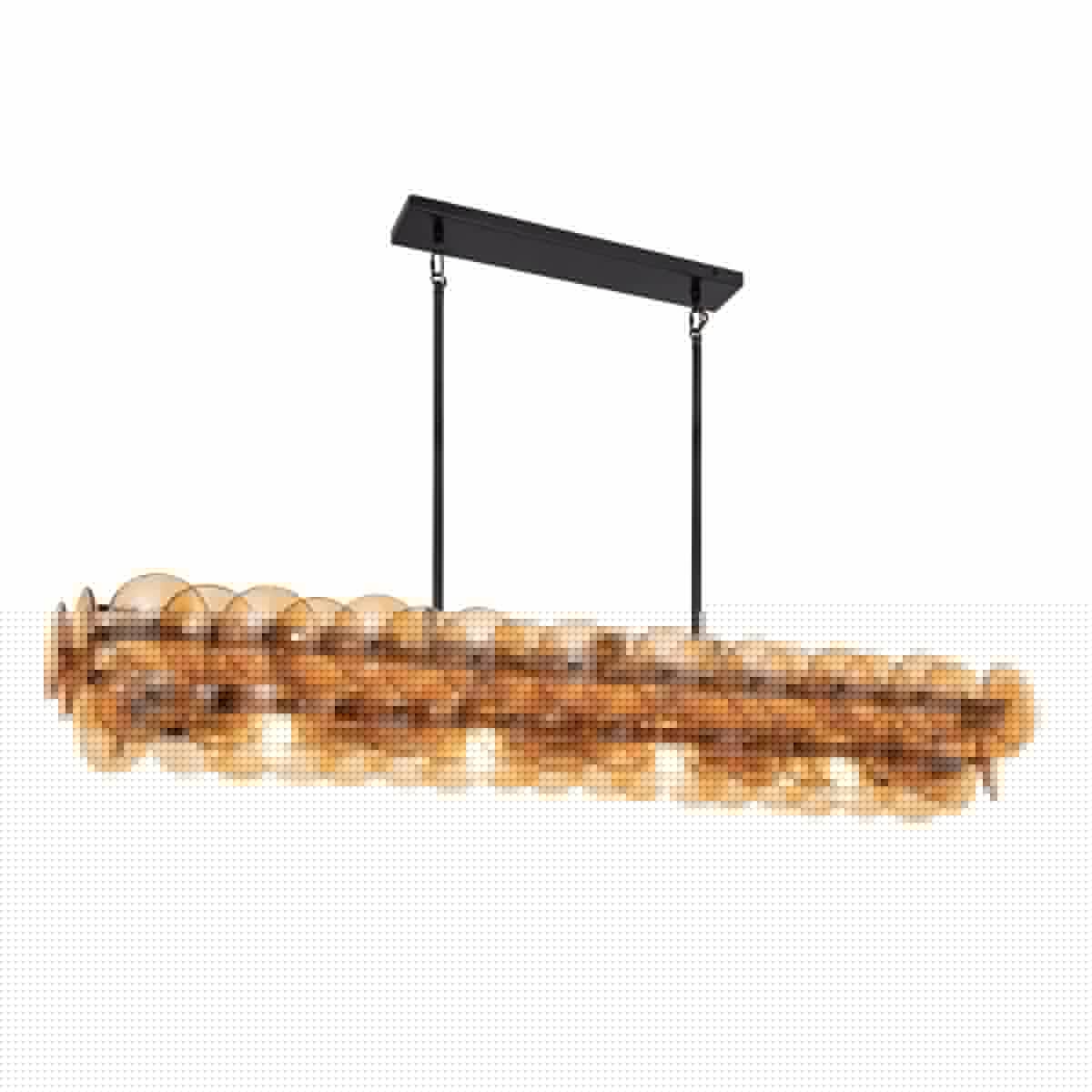 Aurora Chandelier Linear Amber Pressed Glass Disc Modern - Letslighting