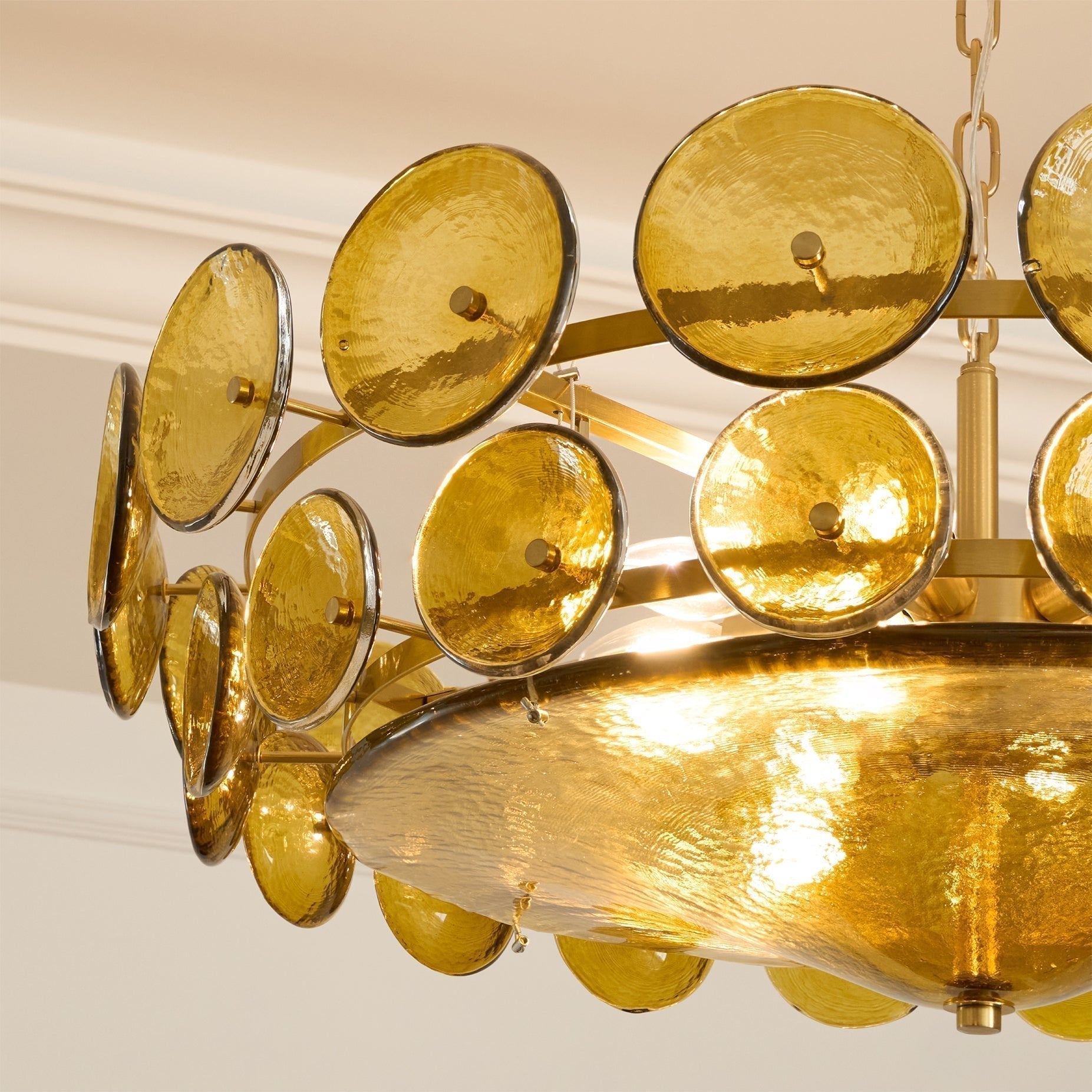 Aurora Chandelier Murano Glass Disc Vintage - Letslighting