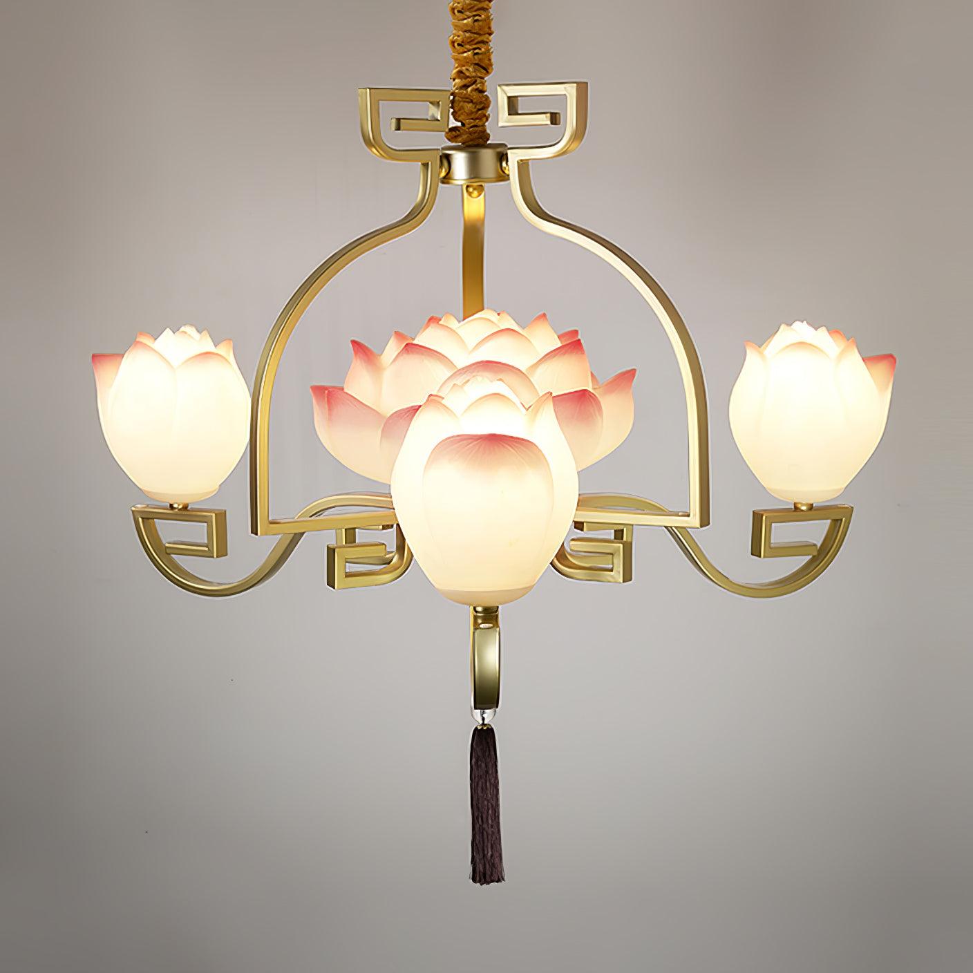 Lotus Oriental Resin Chandelier - Letslighting