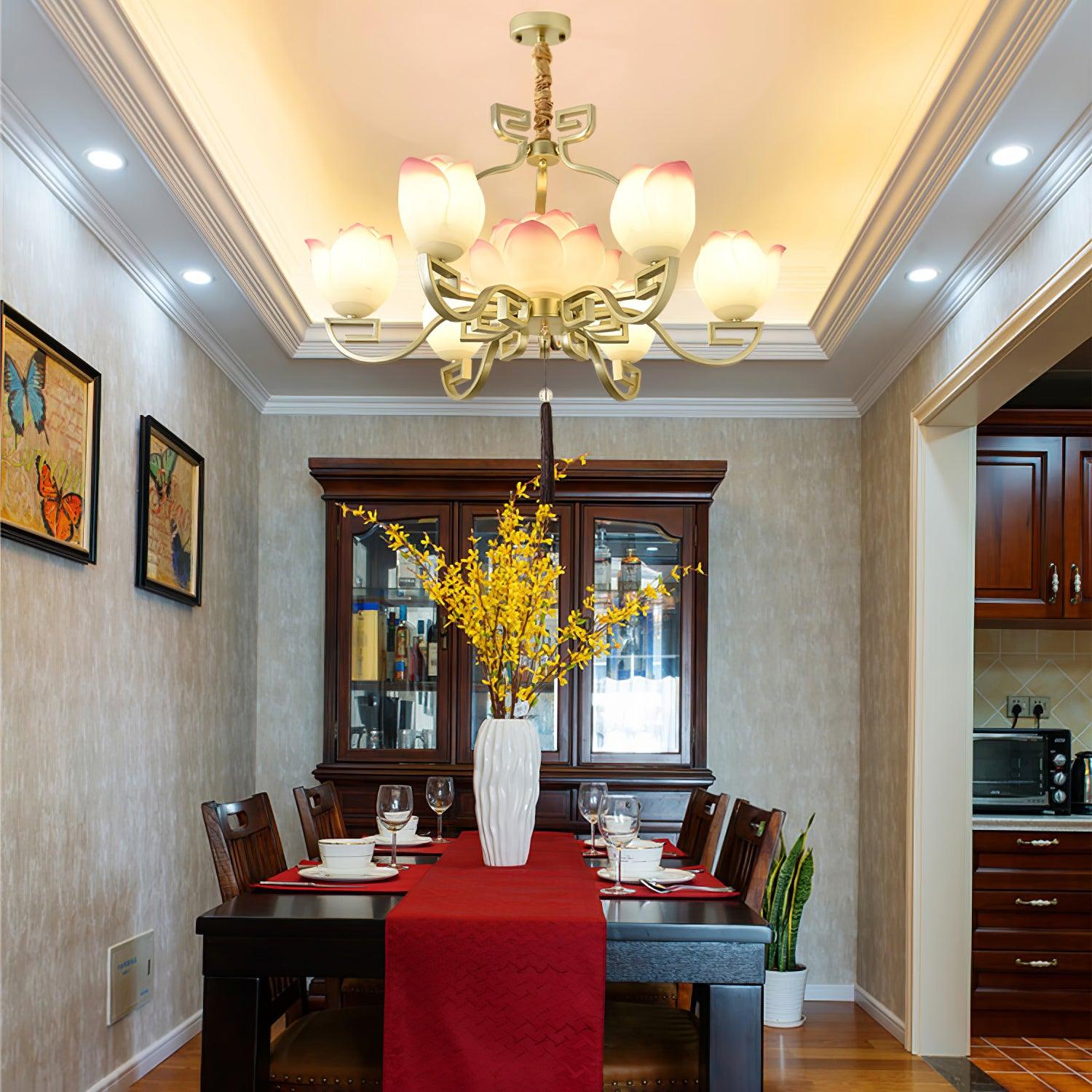 Lotus Oriental Resin Chandelier - Letslighting