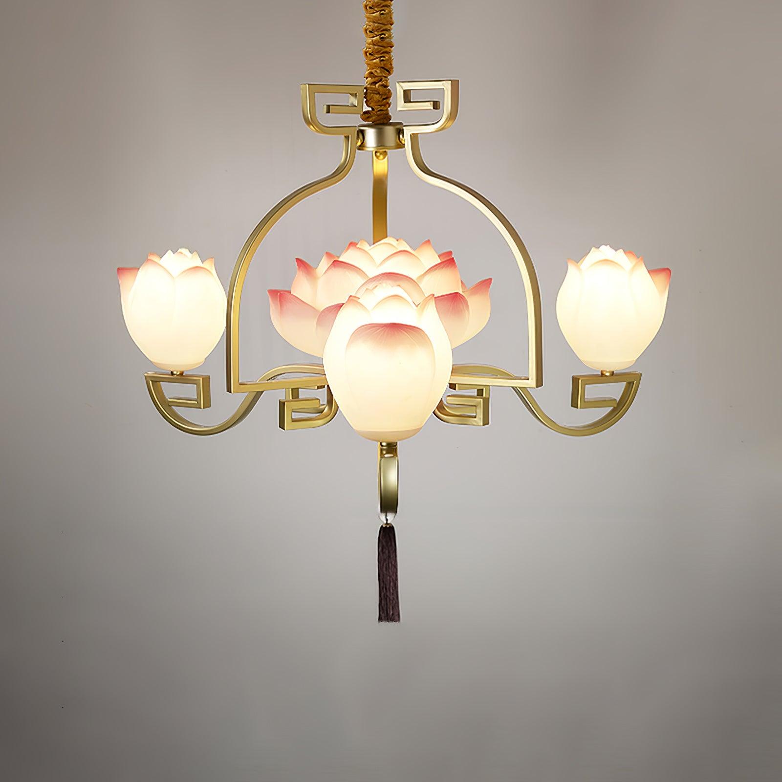 Lotus Oriental Resin Chandelier - Letslighting
