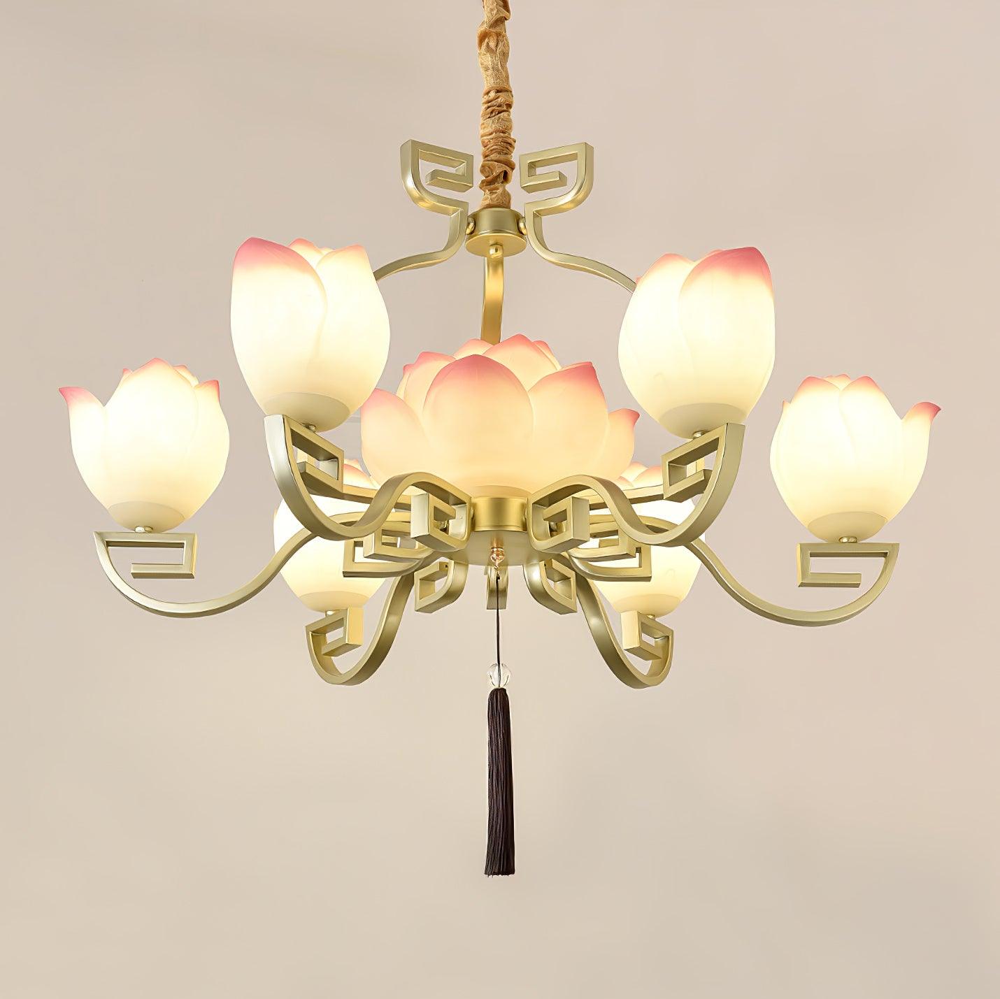 Lotus Oriental Resin Chandelier - Letslighting