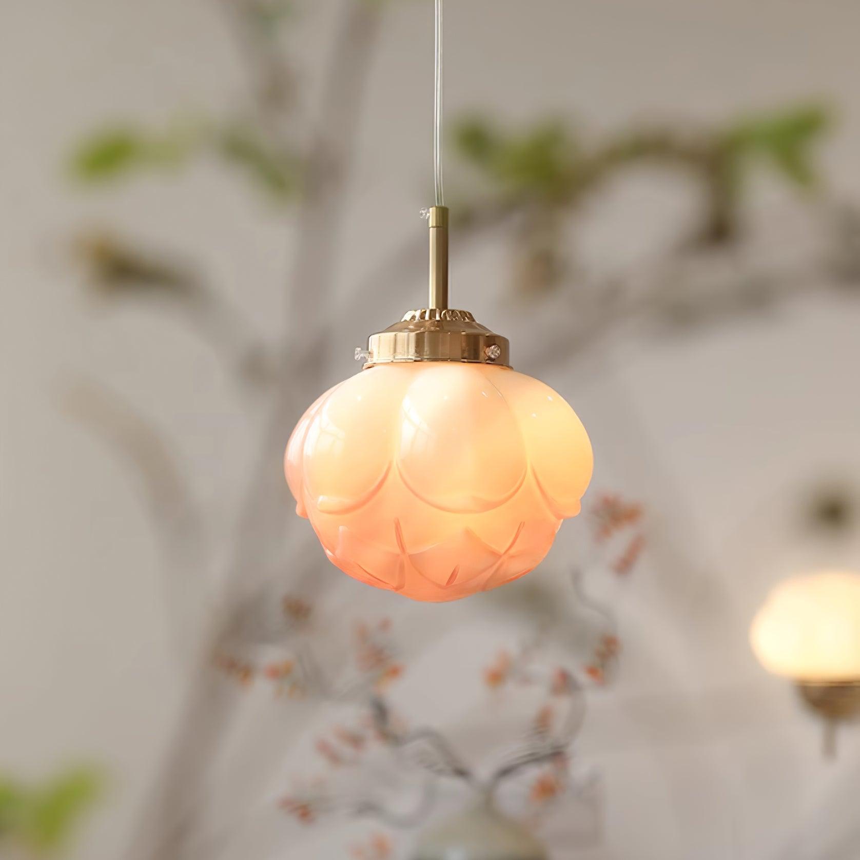 Pendant Lamp Metal and Glass Lotus Flower Shade Artistic Retro - Letslighting