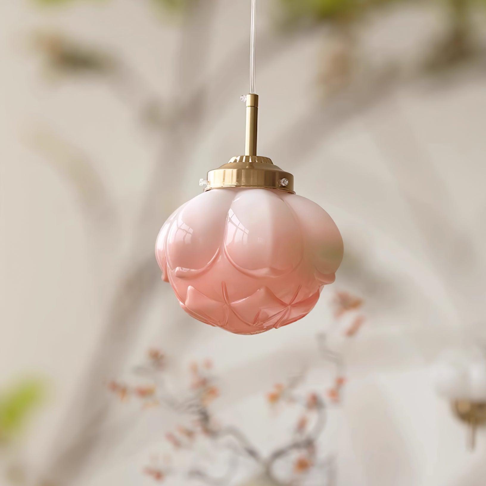 Pendant Lamp Metal and Glass Lotus Flower Shade Artistic Retro - Letslighting