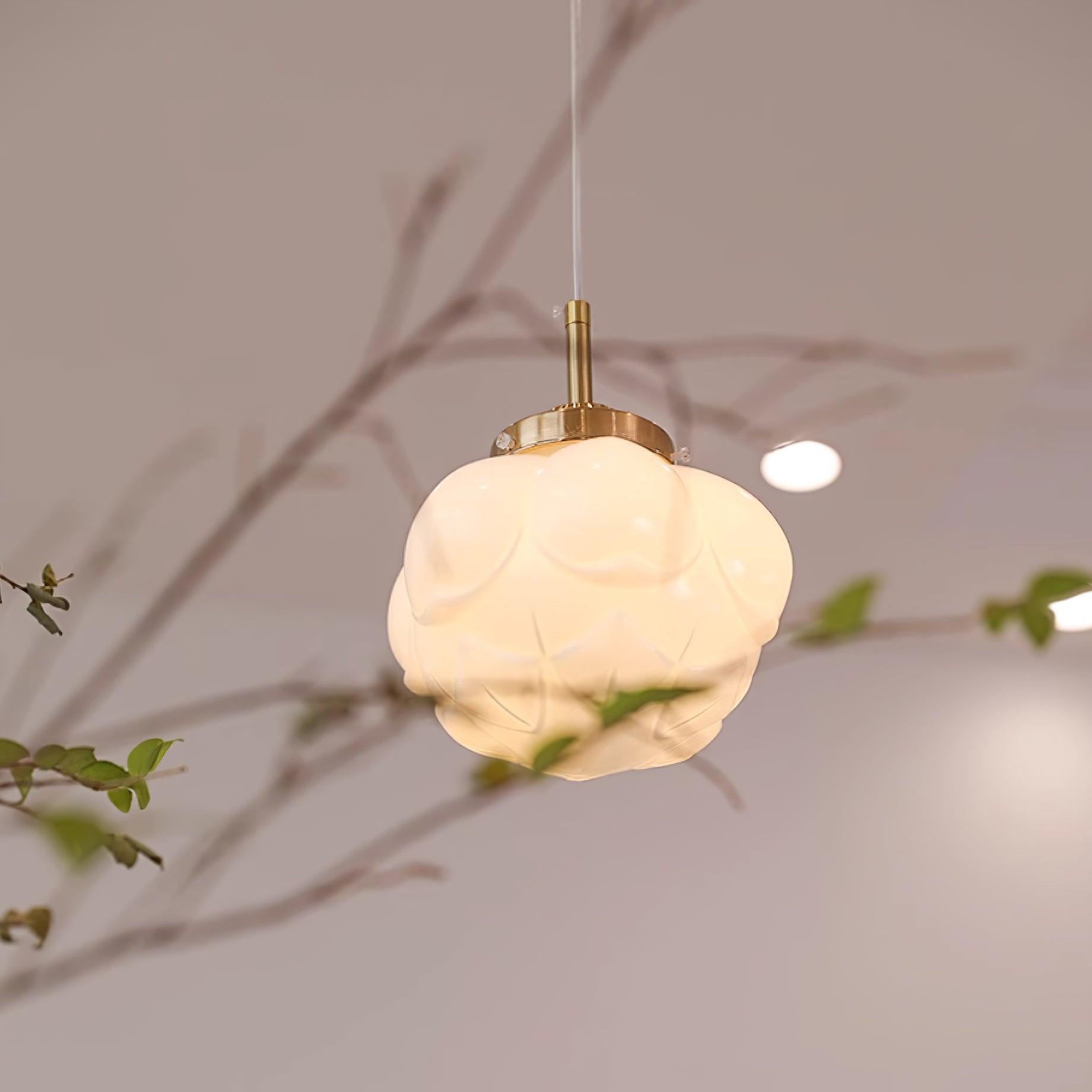 Pendant Lamp Metal and Glass Lotus Flower Shade Artistic Retro - Letslighting