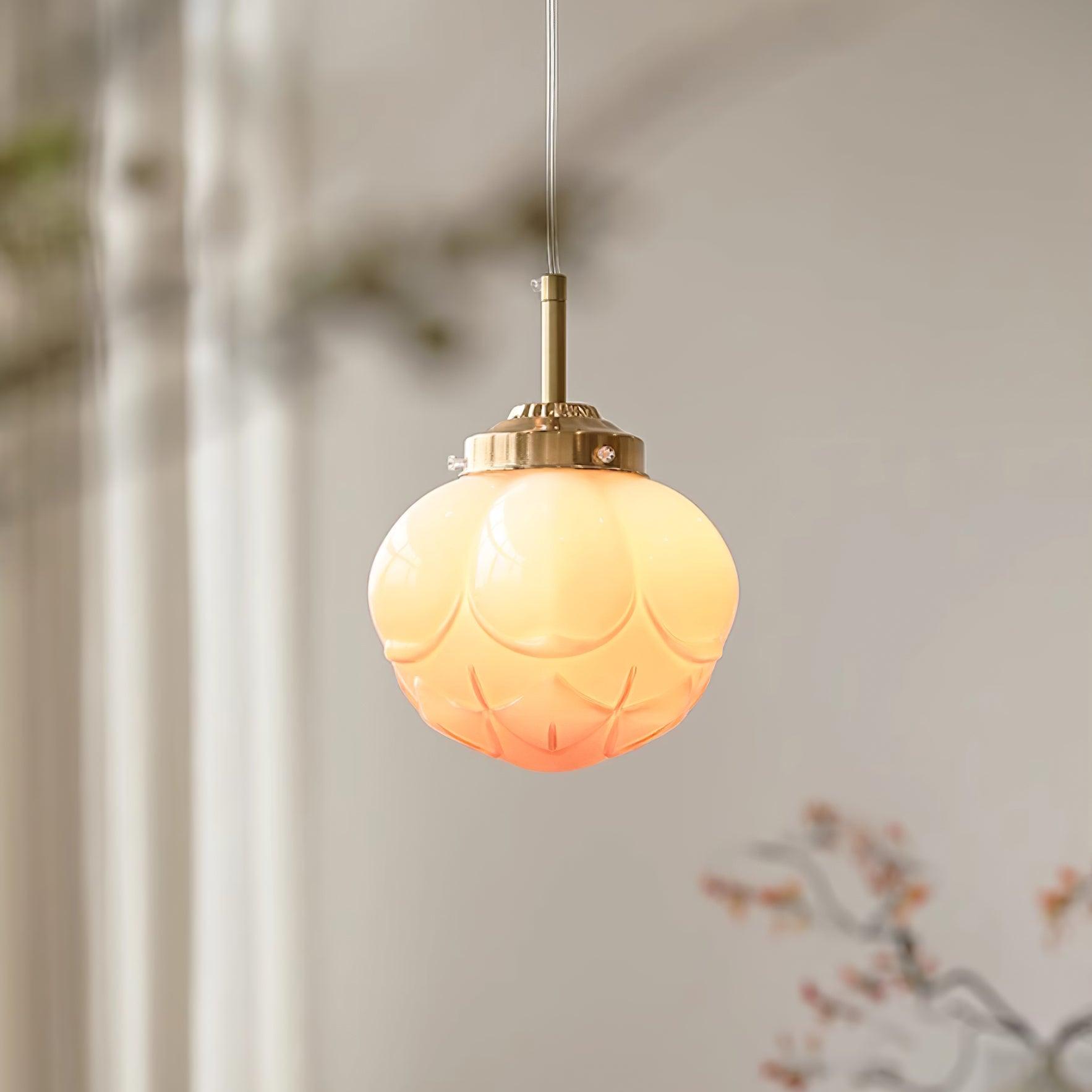 Pendant Lamp Metal and Glass Lotus Flower Shade Artistic Retro - Letslighting