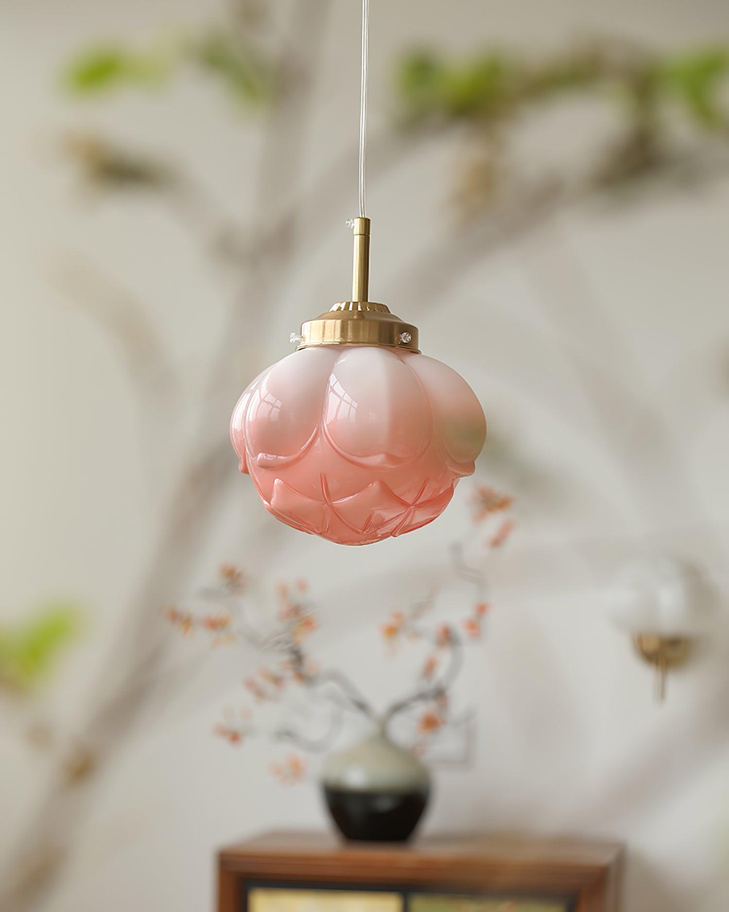 Pendant Lamp Metal and Glass Lotus Flower Shade Artistic Retro - Letslighting