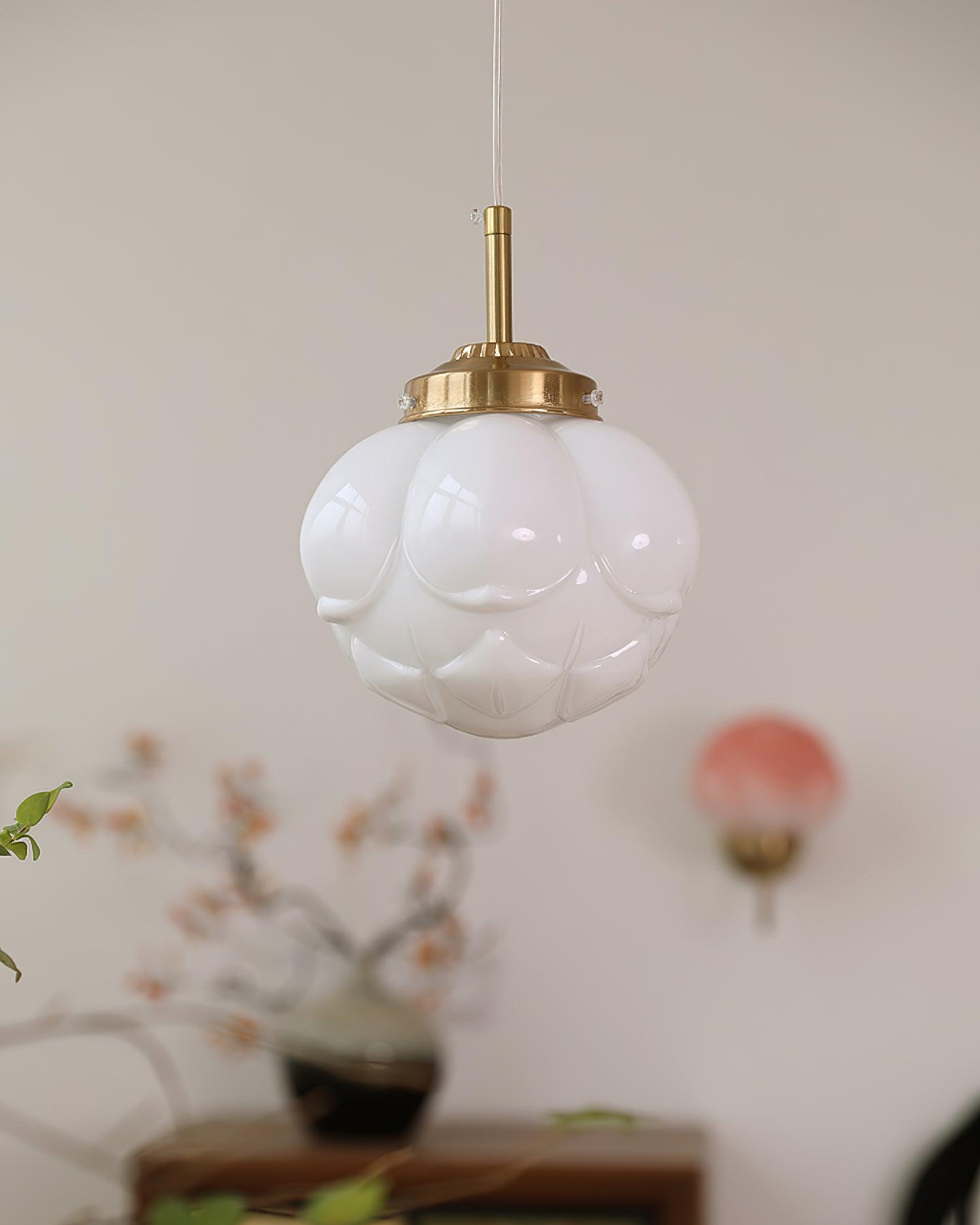 Pendant Lamp Metal and Glass Lotus Flower Shade Artistic Retro - Letslighting