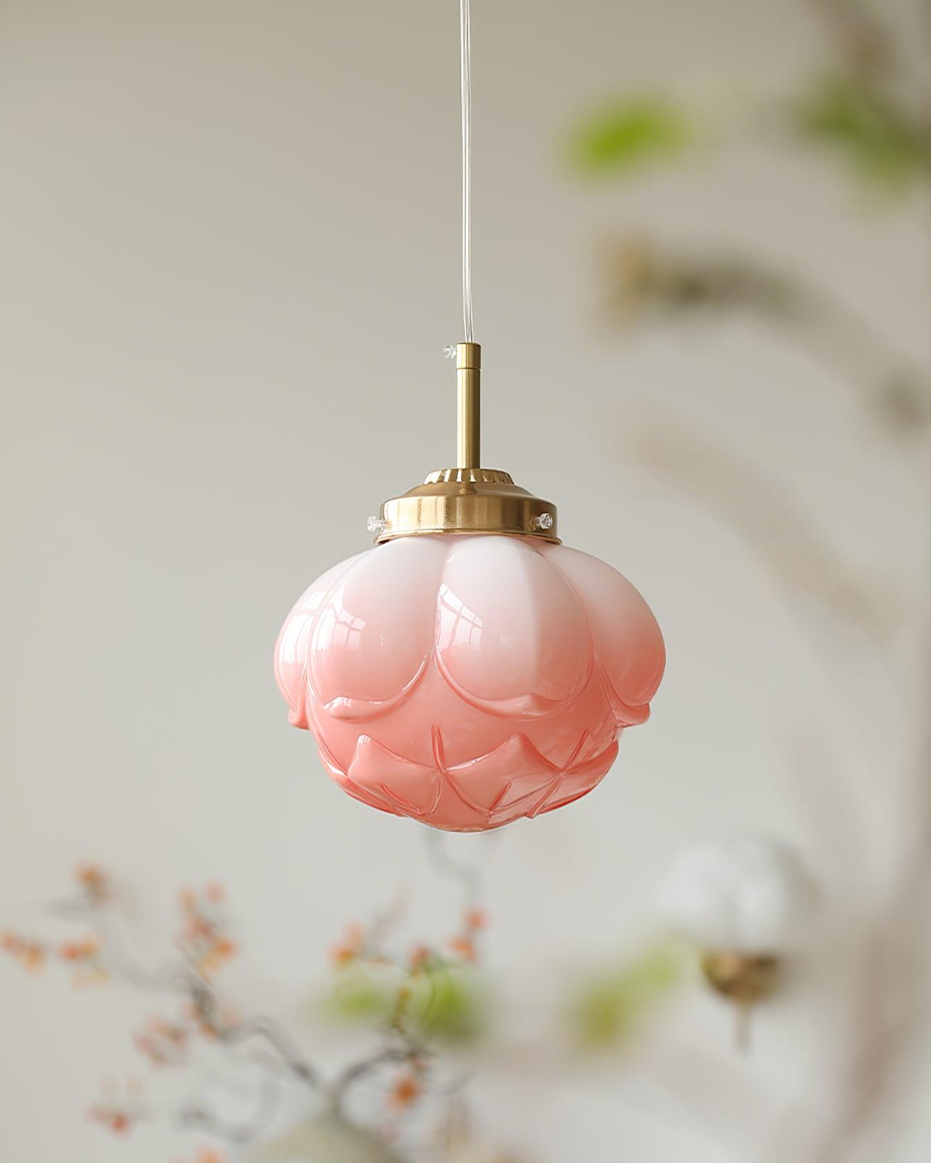 Pendant Lamp Metal and Glass Lotus Flower Shade Artistic Retro - Letslighting