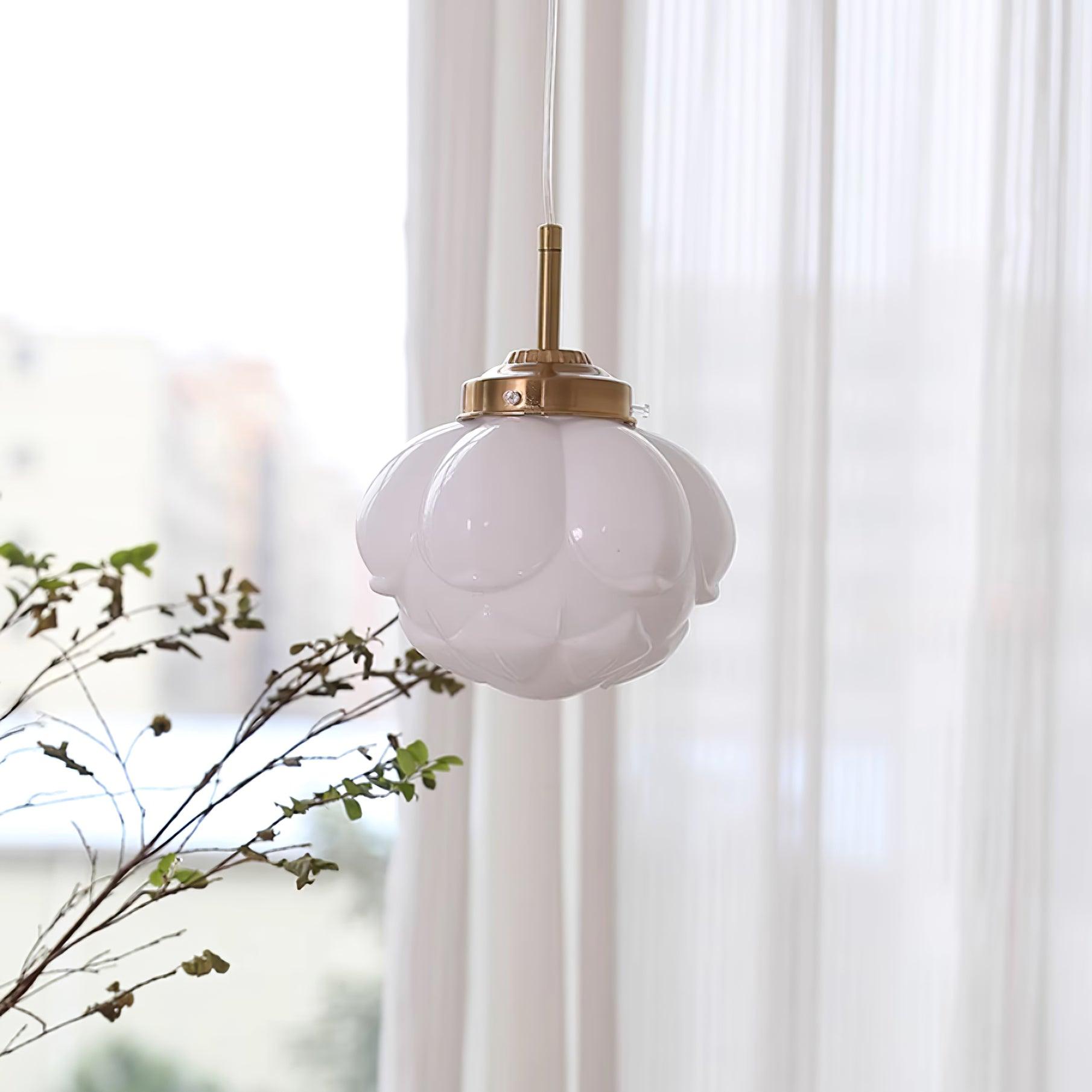 Pendant Lamp Metal and Glass Lotus Flower Shade Artistic Retro - Letslighting