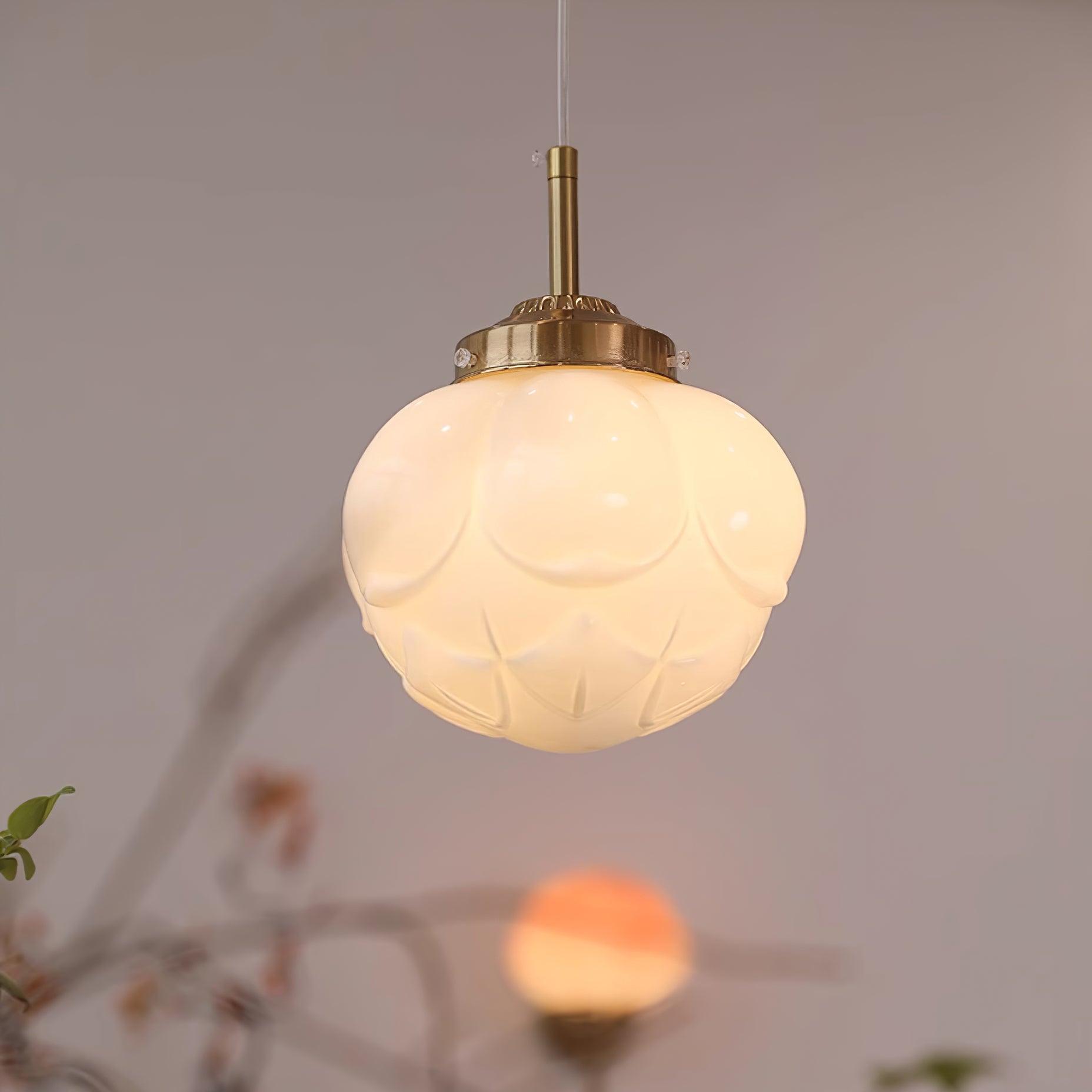 Pendant Lamp Metal and Glass Lotus Flower Shade Artistic Retro - Letslighting