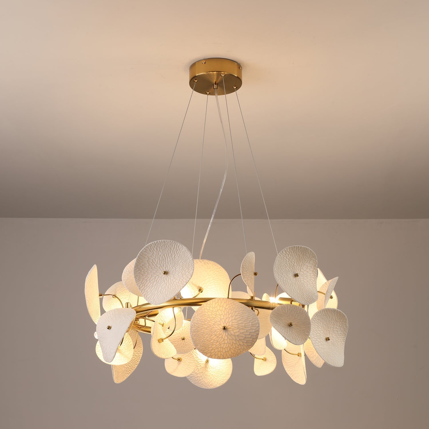 Virinira Modern Elegance Petal Metal Ceramic Chandelier - Letslighting