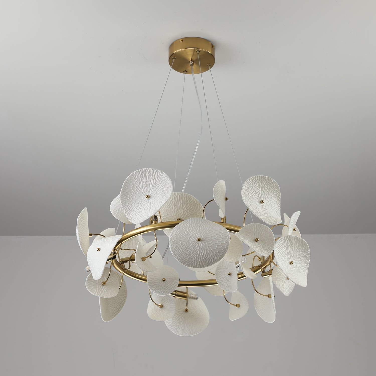 Virinira Modern Elegance Petal Metal Ceramic Chandelier - Letslighting