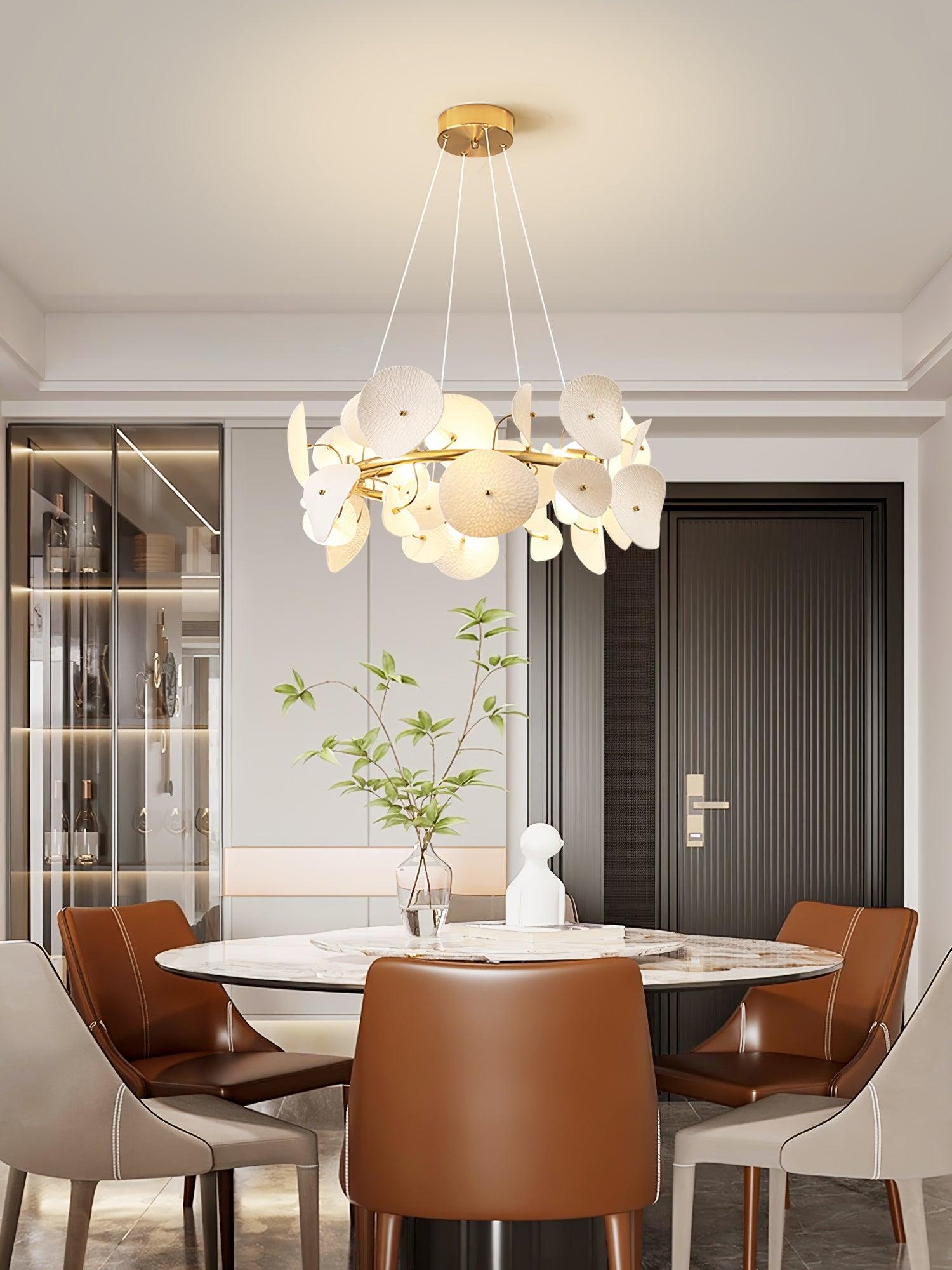 Virinira Modern Elegance Petal Metal Ceramic Chandelier - Letslighting