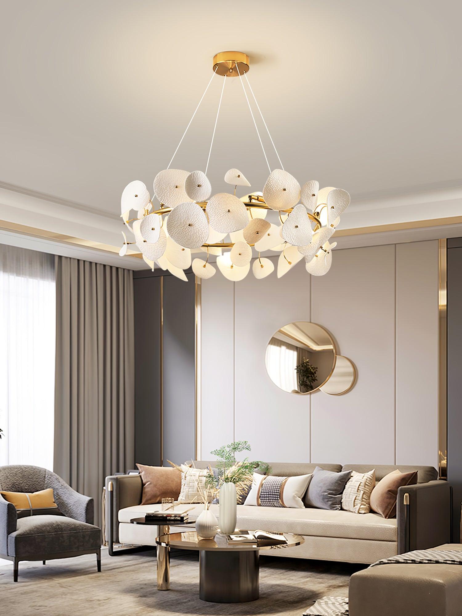 Virinira Modern Elegance Petal Metal Ceramic Chandelier - Letslighting