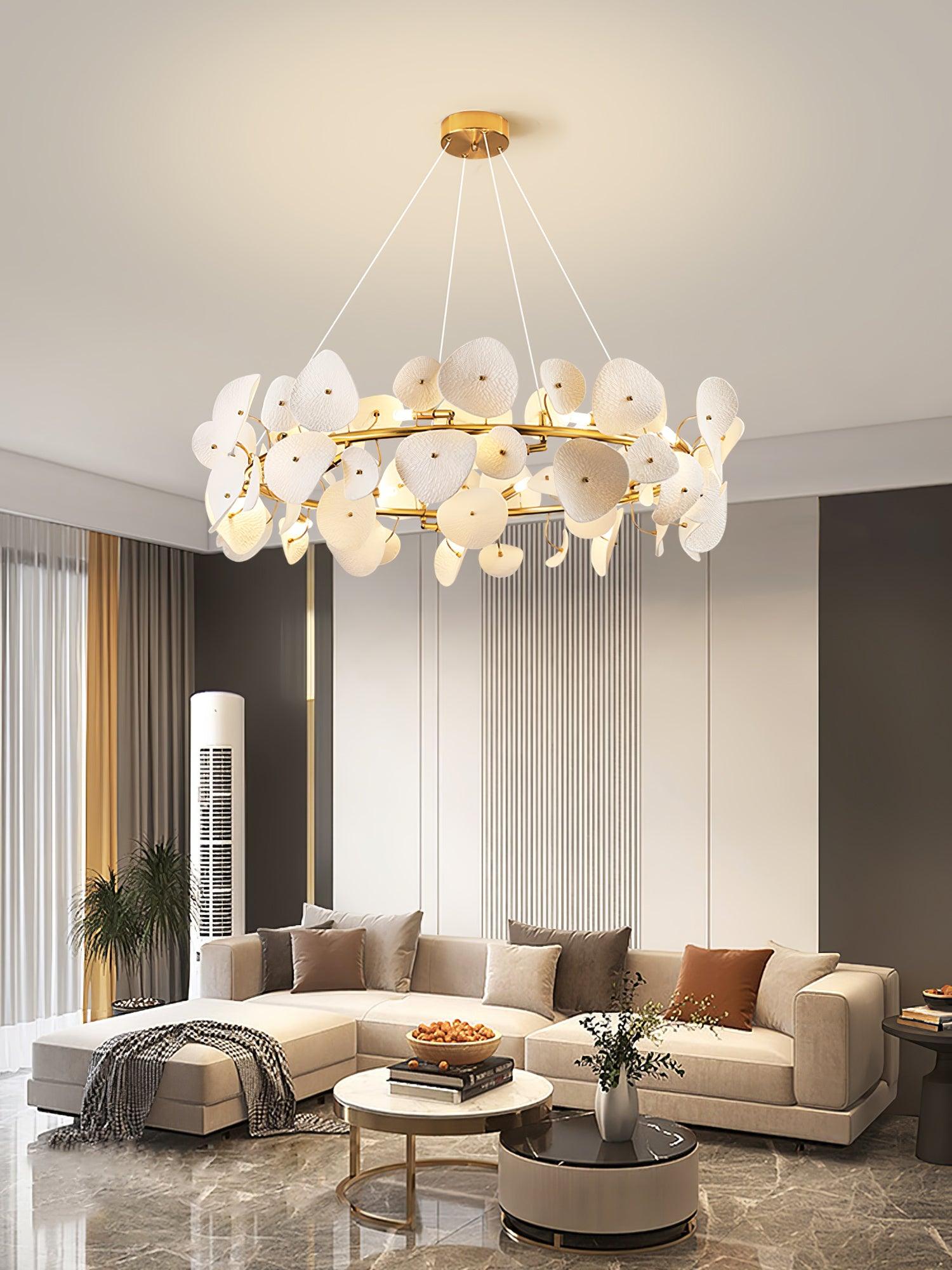 Virinira Modern Elegance Petal Metal Ceramic Chandelier - Letslighting